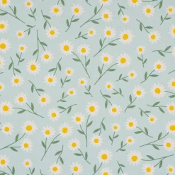 SCHÖNER LEBEN. Tischläufer Daisy Sweet Field Gänseblümchen Leinenlook hellblau oder natur weiß 40x160cm