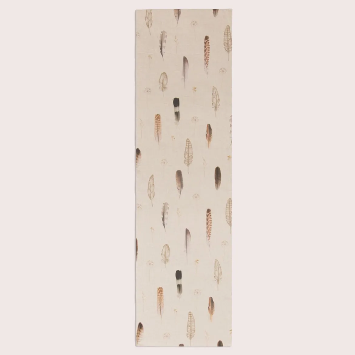 SCHÖNER LEBEN. Tischläufer Digitaldruck Federn creme braun 40x160cm