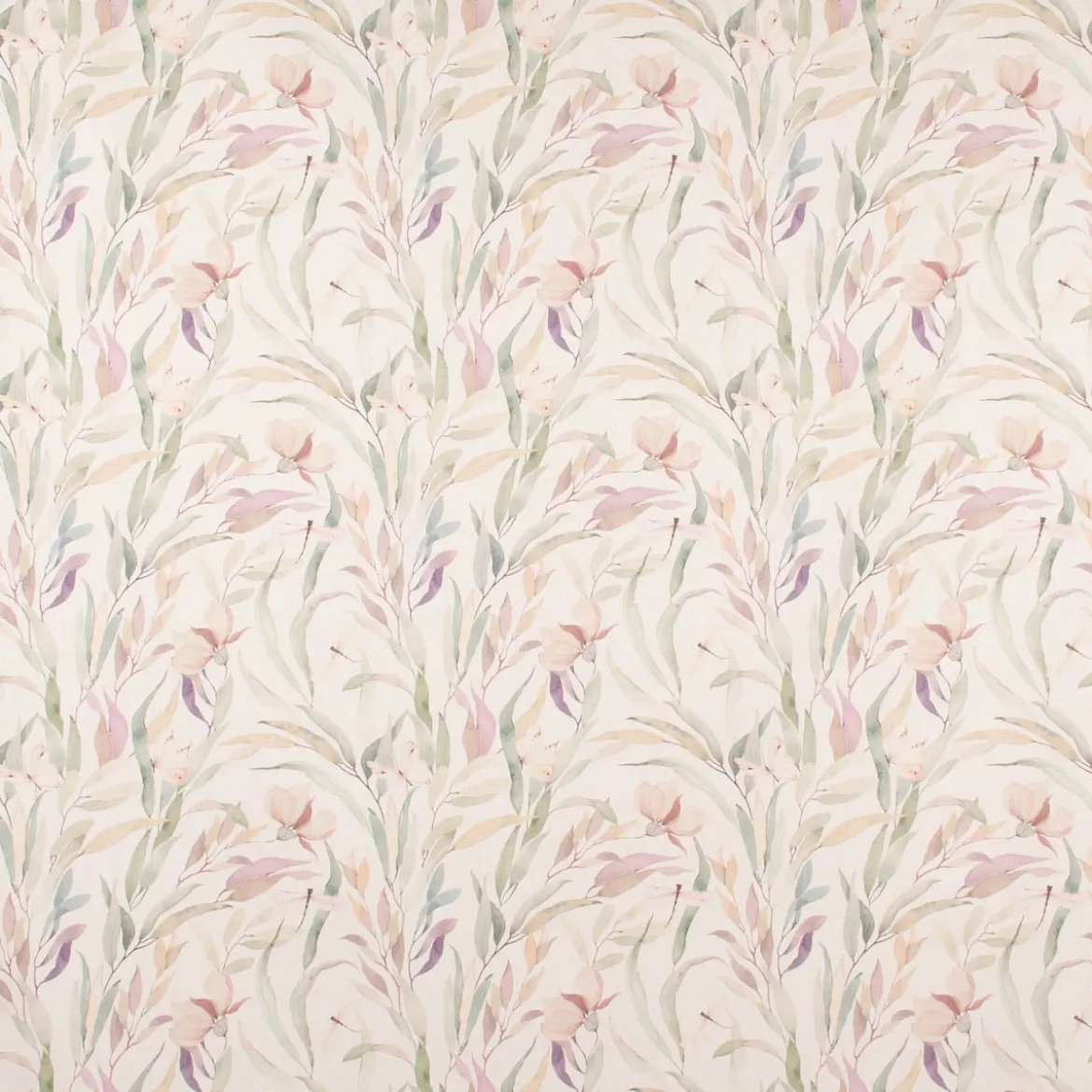 SCHÖNER LEBEN. Tischläufer Digitaldruck Aquarell Blätter Blüten Schmetterling weiß pastell 40x160cm