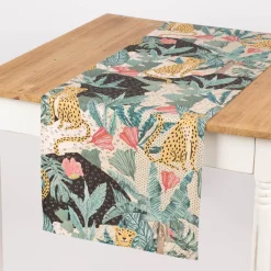 SCHÖNER LEBEN. Tischläufer Dschungel Leopard bunt 40x160cm