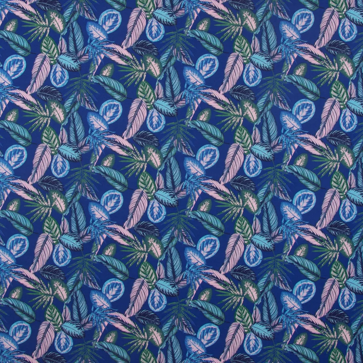 SCHÖNER LEBEN. Tischläufer Dschungelpflanzen blau grün rosa 40x160cm