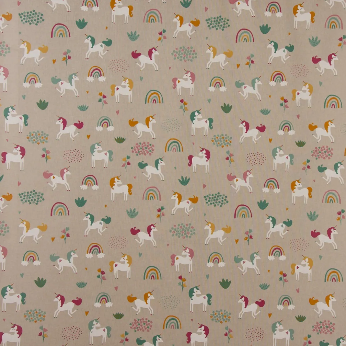 SCHÖNER LEBEN. Tischläufer Einhörner Regenbogen natur bunt 40x160cm