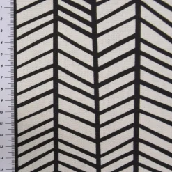 SCHÖNER LEBEN. Tischläufer Fischgrätmuster abstrakt weiß schwarz 40x160cm