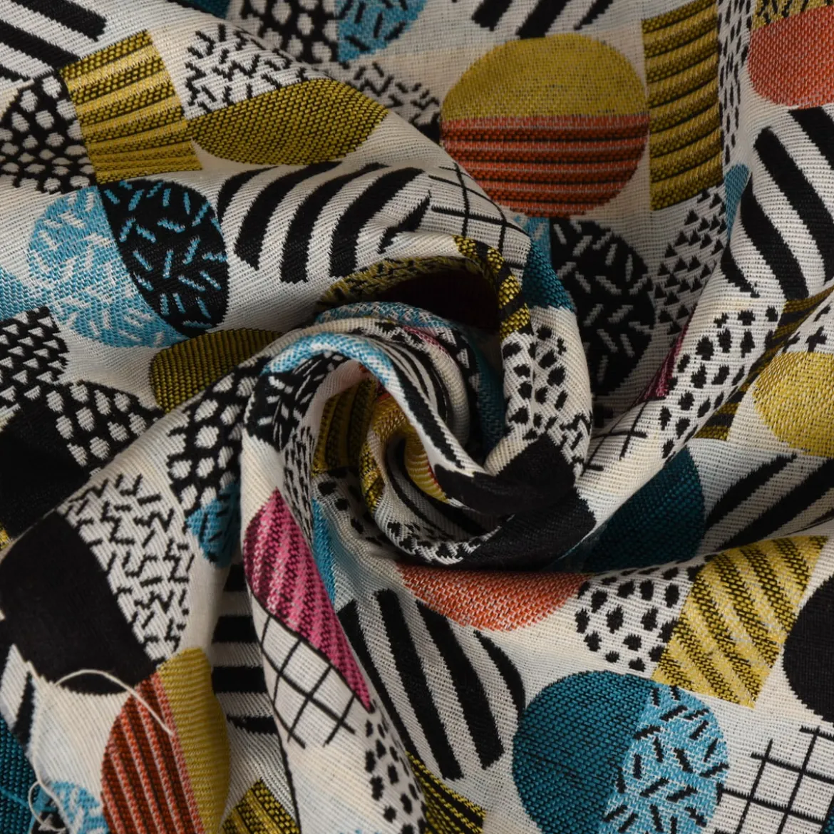 SCHÖNER LEBEN. Tischläufer geometrisch Kreise weiß schwarz bunt 40x160cm