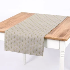 SCHÖNER LEBEN. Tischläufer Glamour Schuppen Fächer creme goldfarbig 40x160cm
