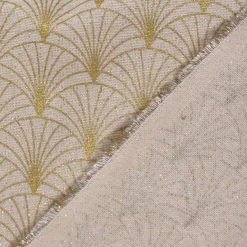 SCHÖNER LEBEN. Tischläufer Glamour Schuppen Fächer creme goldfarbig 40x160cm