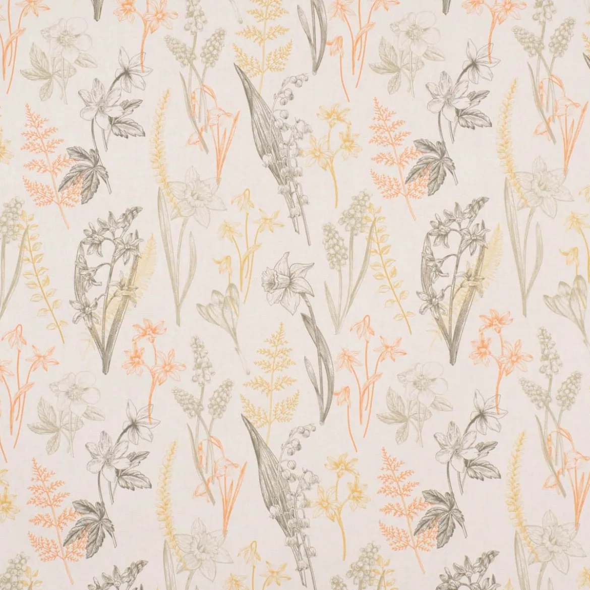 SCHÖNER LEBEN. Tischläufer Gräser Blumen wollweiß orange gelb 40x160cm