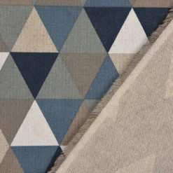 SCHÖNER LEBEN. Tischläufer Halbpanama Leinenlook Dreiecke blau grau 40x160cm