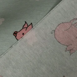 SCHÖNER LEBEN. Tischläufer Halbpanama Flying Pigs Schweinchen Wolken mint rosa weiß 40x160cm