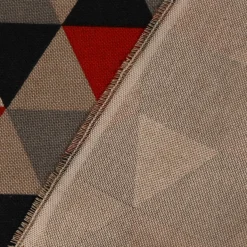 SCHÖNER LEBEN. Tischläufer Halbpanama Leinenlook Dreiecke rot schwarz 40x160cm