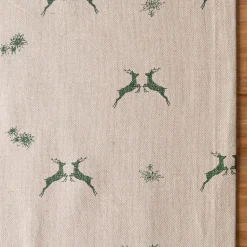 SCHÖNER LEBEN. Tischläufer Hirsch Edelweiß natur grün 40x160cm