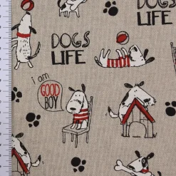 SCHÖNER LEBEN. Tischläufer Hunde Dackel Dogs Life natur weiß rot 40x160cm