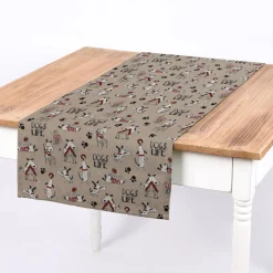 SCHÖNER LEBEN. Tischläufer Hunde Dackel Dogs Life natur weiß rot 40x160cm