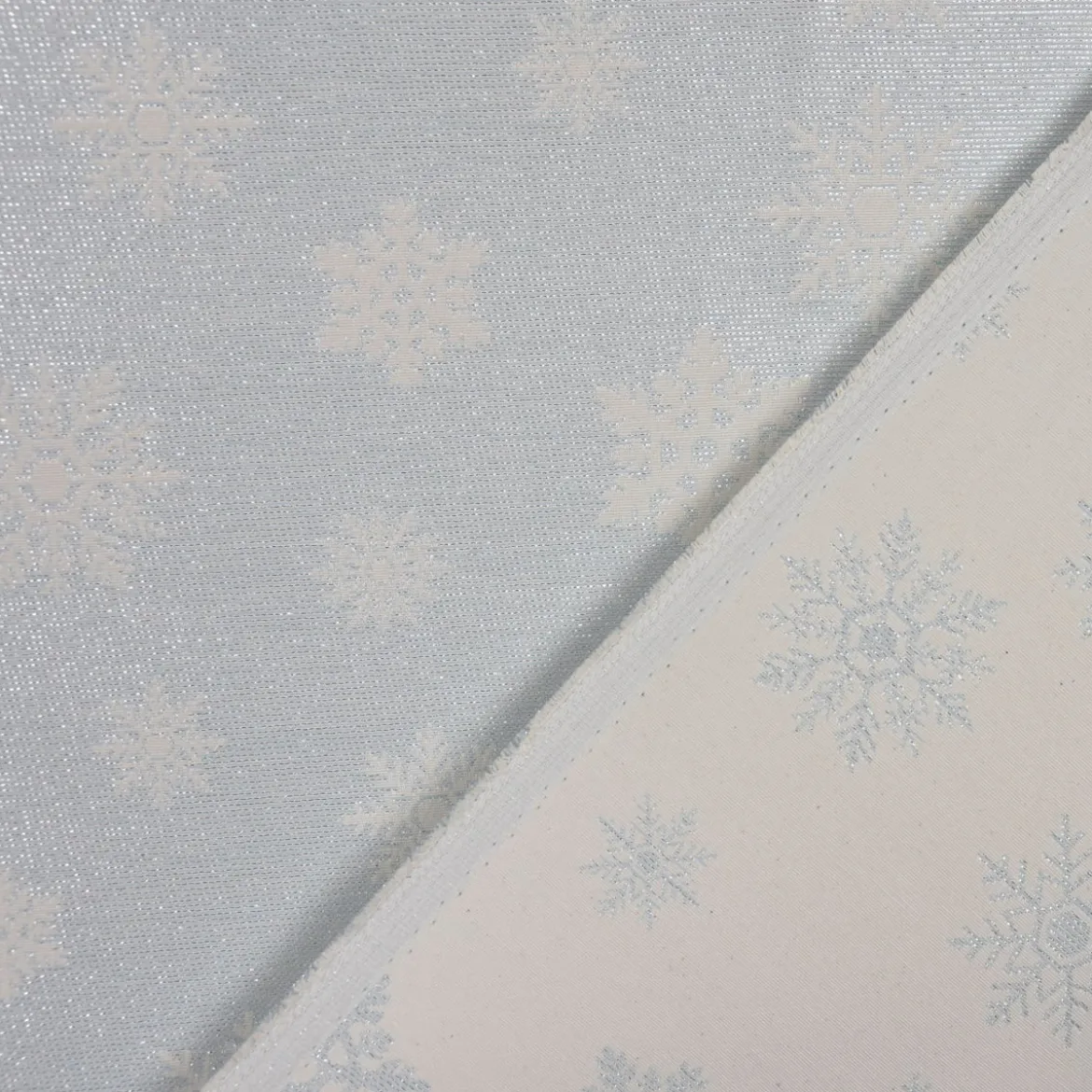 SCHÖNER LEBEN. Tischläufer Ice Star Schneeflocken Eiskristalle hellblau silberfarbig beige 40x160cm