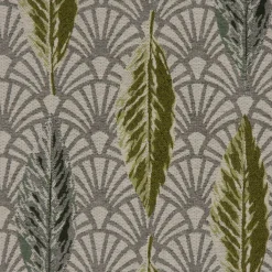 SCHÖNER LEBEN. Tischläufer Jacquard Art Déco Blätter Fächer creme grün 40x160cm