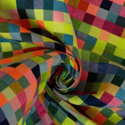 SCHÖNER LEBEN. Tischläufer Jacquard Kästchen Pixel Neon Farben bunt 40x160cm