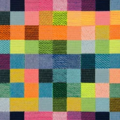 SCHÖNER LEBEN. Tischläufer Jacquard Kästchen Pixel Neon Farben bunt 40x160cm
