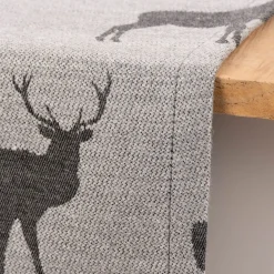 SCHÖNER LEBEN. Tischläufer Jacquard Cosy mit Hirschen grau dunkelgrau 40x160cm