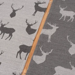 SCHÖNER LEBEN. Tischläufer Jacquard Cosy mit Hirschen grau dunkelgrau 40x160cm