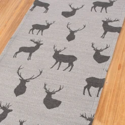 SCHÖNER LEBEN. Tischläufer Jacquard Cosy mit Hirschen grau dunkelgrau 40x160cm