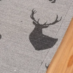 SCHÖNER LEBEN. Tischläufer Jacquard Cosy mit Hirschen grau dunkelgrau 40x160cm