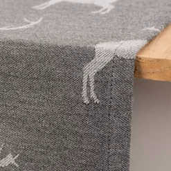 SCHÖNER LEBEN. Tischläufer Jacquard Cosy mit Hirschen dunkelgrau grau 40x160cm