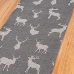 SCHÖNER LEBEN. Tischläufer Jacquard Cosy mit Hirschen dunkelgrau grau 40x160cm