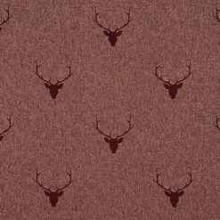 SCHÖNER LEBEN. Tischläufer Jacquard Hirschkopf mit Geweih rotbraun dunkelrot 40x160cm