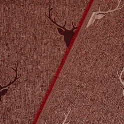 SCHÖNER LEBEN. Tischläufer Jacquard Hirschkopf mit Geweih rotbraun dunkelrot 40x160cm