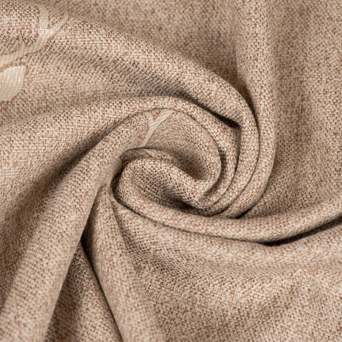 SCHÖNER LEBEN. Tischläufer Jacquard Hirschkopf mit Geweih beige hellbeige 40x160cm
