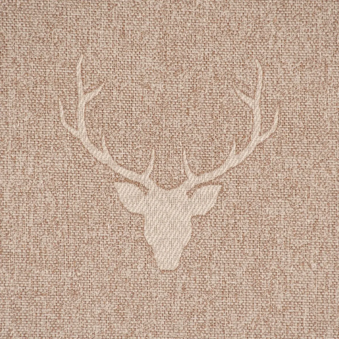 SCHÖNER LEBEN. Tischläufer Jacquard Hirschkopf mit Geweih beige hellbeige 40x160cm