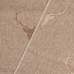 SCHÖNER LEBEN. Tischläufer Jacquard Hirschkopf mit Geweih beige hellbraun 40x160cm