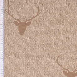 SCHÖNER LEBEN. Tischläufer Jacquard Hirschkopf mit Geweih beige hellbraun 40x160cm