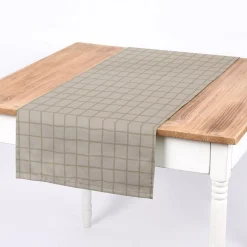 SCHÖNER LEBEN. Tischläufer Karo Gitter wollweiß beige 40x160cm