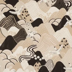 SCHÖNER LEBEN. Tischläufer Kraniche Hügel beige schwarz weiß 40x160cm