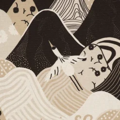 SCHÖNER LEBEN. Tischläufer Kraniche Hügel beige schwarz weiß 40x160cm