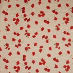 SCHÖNER LEBEN. Tischläufer Leinenoptik Mohnblumen Schriftzug natur rot grün weiß 40x160cm
