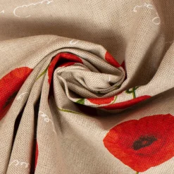 SCHÖNER LEBEN. Tischläufer Leinenoptik Mohnblumen Schriftzug natur rot grün weiß 40x160cm