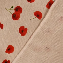 SCHÖNER LEBEN. Tischläufer Leinenlook Poppy Flower Mohnblüten Allover natur rot 40x160cm