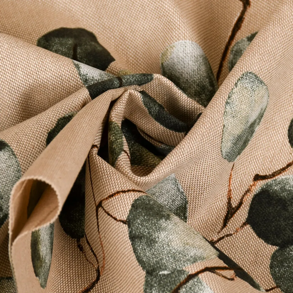 SCHÖNER LEBEN. Tischläufer Leinenlook Eukalyptus Leaves Eukalyptusblätter natur grün 40x160cm