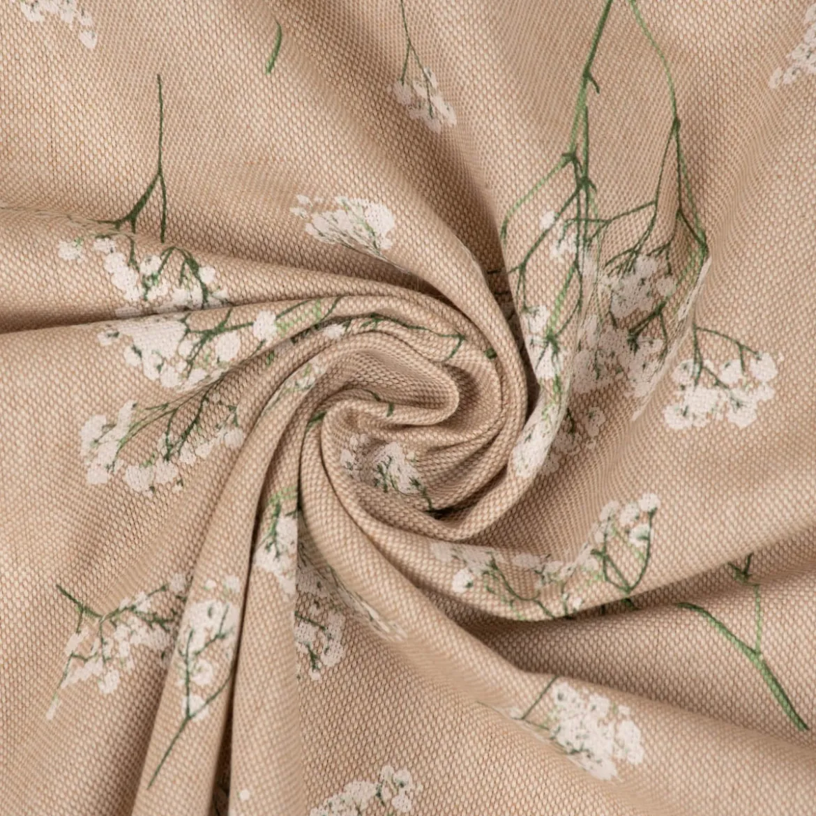 SCHÖNER LEBEN. Tischläufer Leinenlook Florist Elegant Schleierkraut natur weiß 40x160cm