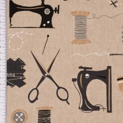SCHÖNER LEBEN. Tischläufer Leinenlook Sewing Atelier Nähzubehör natur schwarz 40x160cm