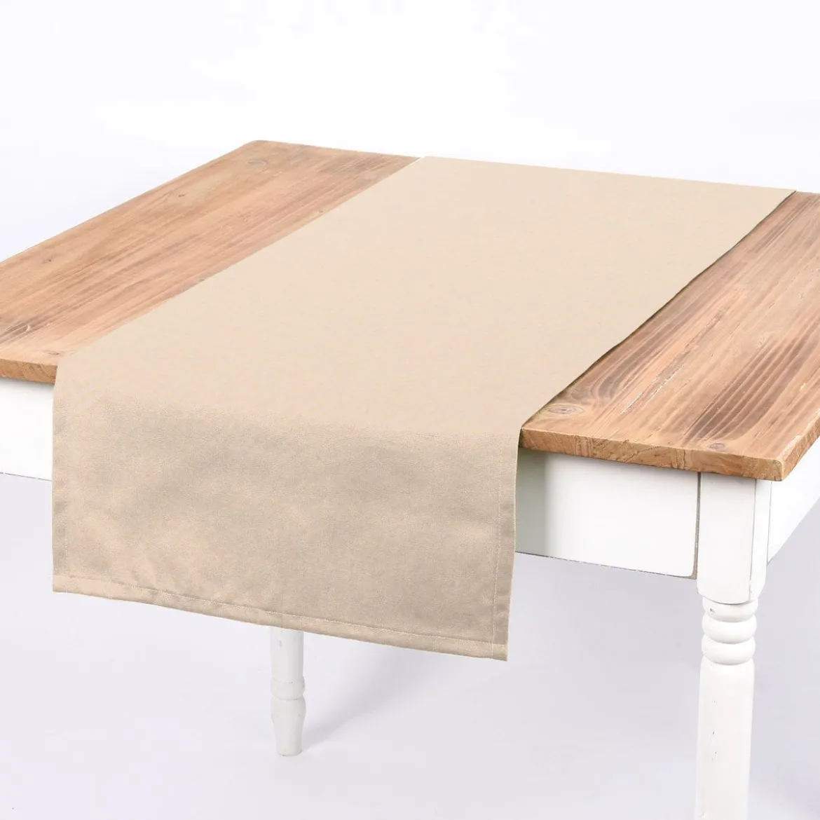 SCHÖNER LEBEN. Tischläufer Leinenlook uni creme 40x160cm