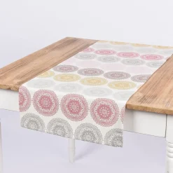 Schöner Leben Tischläufer Mandala Ornament Kreise beige bunt pastell 40x160cm