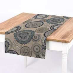 SCHÖNER LEBEN. Tischläufer Mandala natur blau 40x160cm