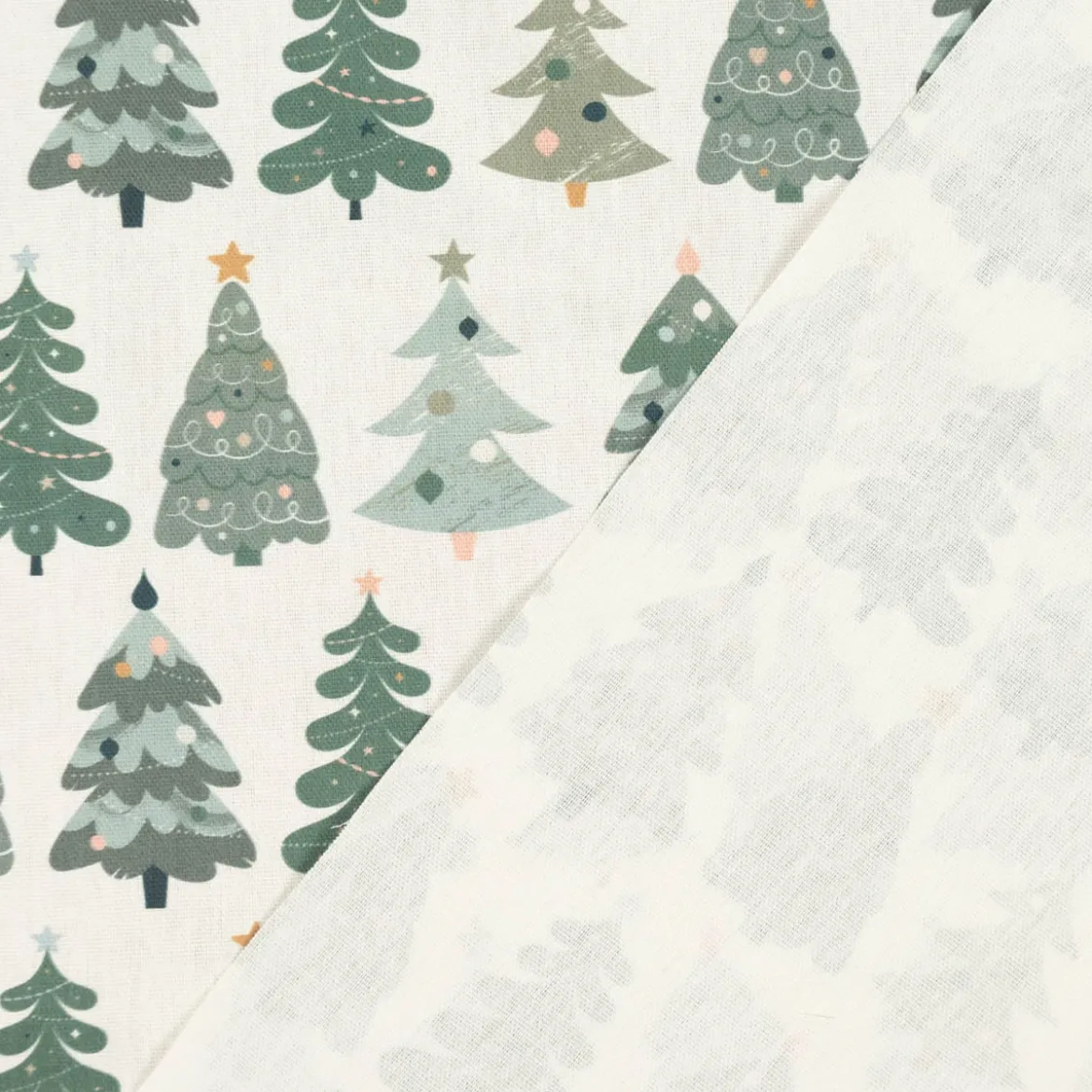 SCHÖNER LEBEN. Tischläufer Merry Christmas Weihnachtsbäume ecru altgrün 40x160cm