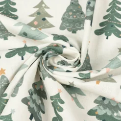 SCHÖNER LEBEN. Tischläufer Merry Christmas Weihnachtsbäume ecru altgrün 40x160cm