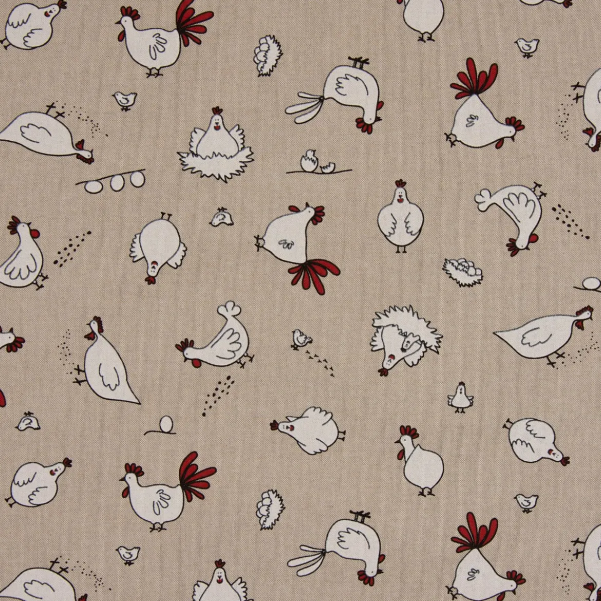 Schöner Leben Tischläufer natur Hühner weiß rot 40x160cm