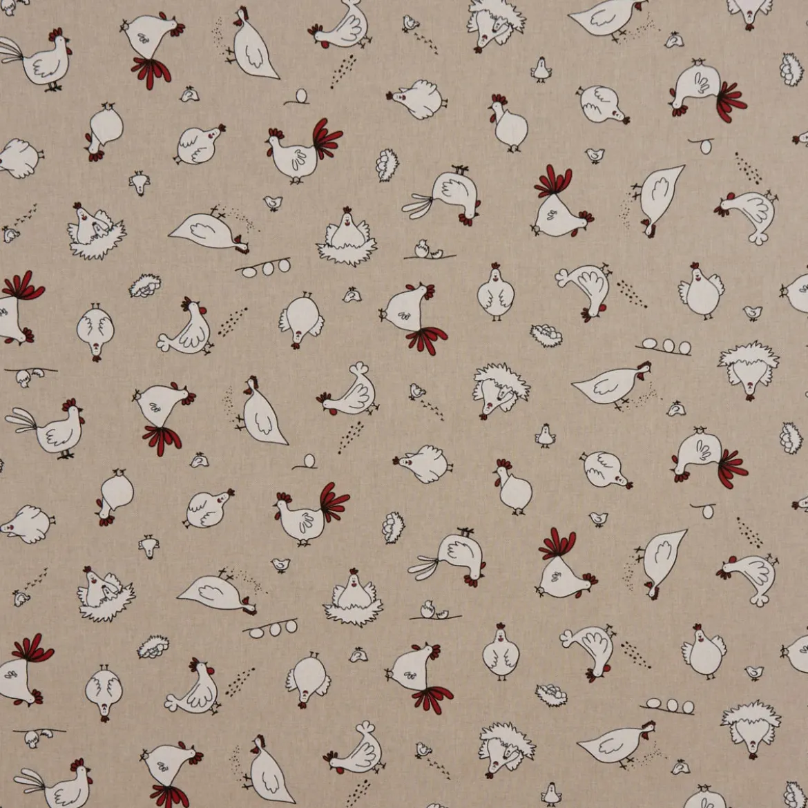 Schöner Leben Tischläufer natur Hühner weiß rot 40x160cm