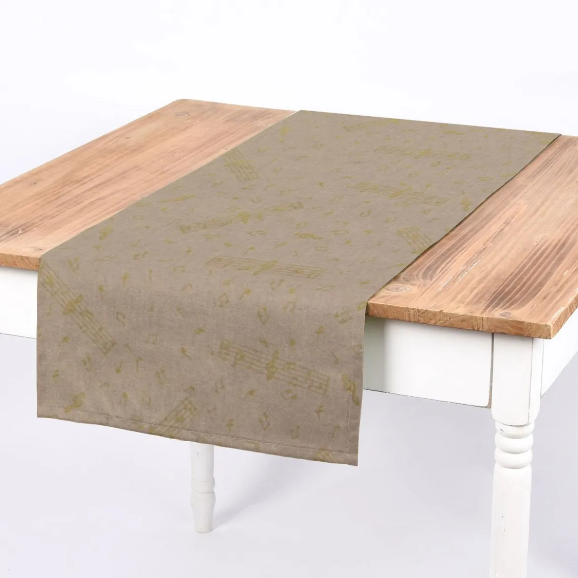 SCHÖNER LEBEN. Tischläufer Noten natur gold 40x160cm